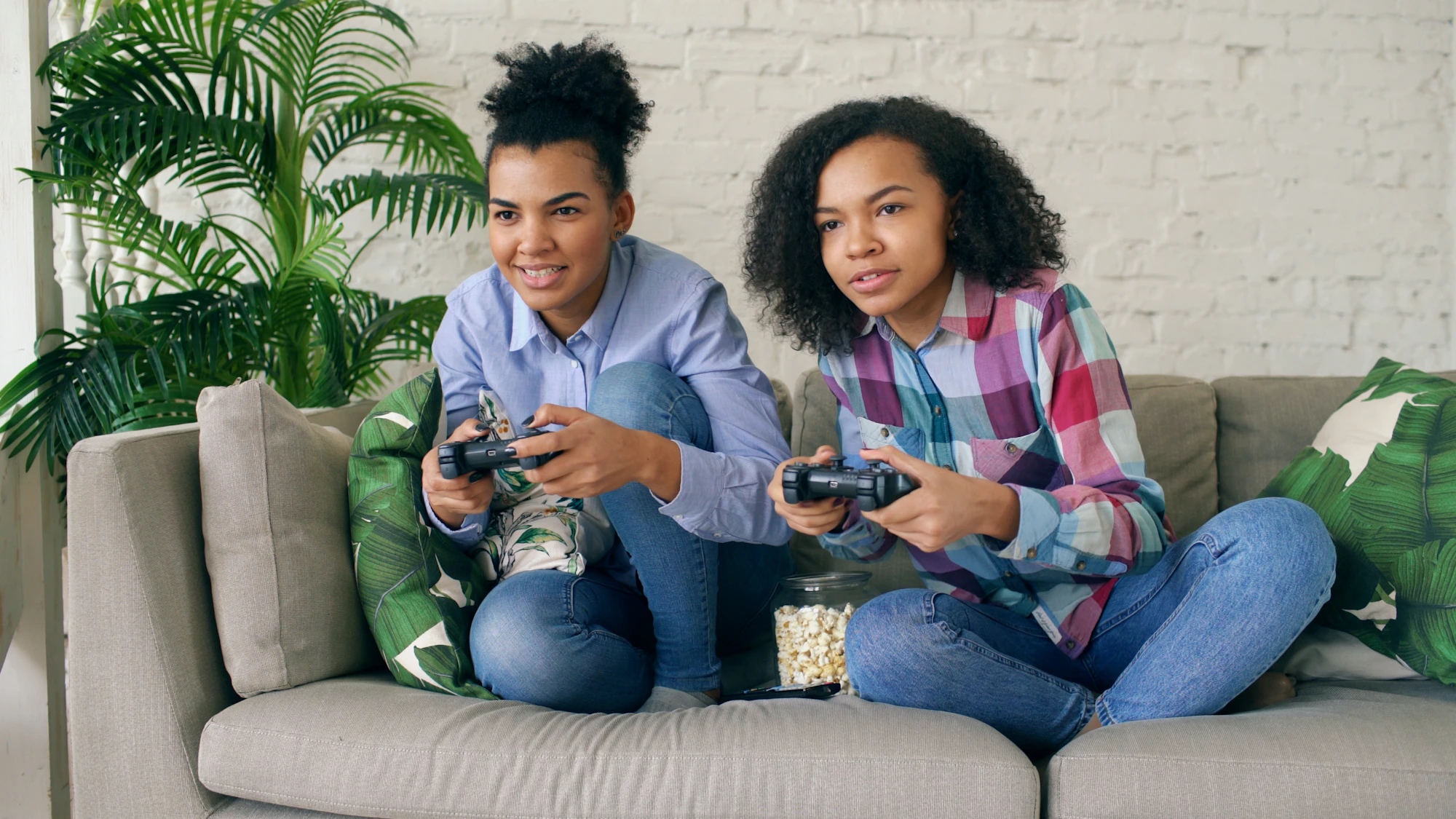 Friends playing games together